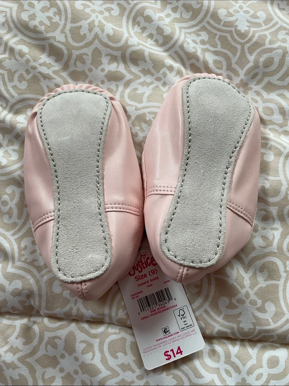 Justice Light Pink Ballet Slippers
